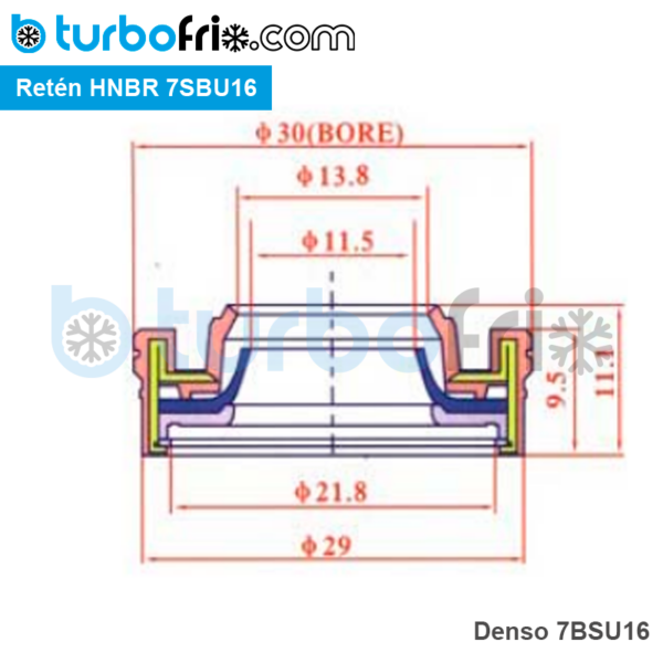 Retén HNBR Denso 7SBU16 - Imagen 2
